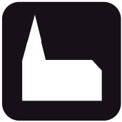 Kirche Gottesdienst - Symbol Logo schwarz-weiß 3x3
