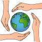 Hände um Weltkugel - Schöpfung Globus Klima Umwelt Welt
