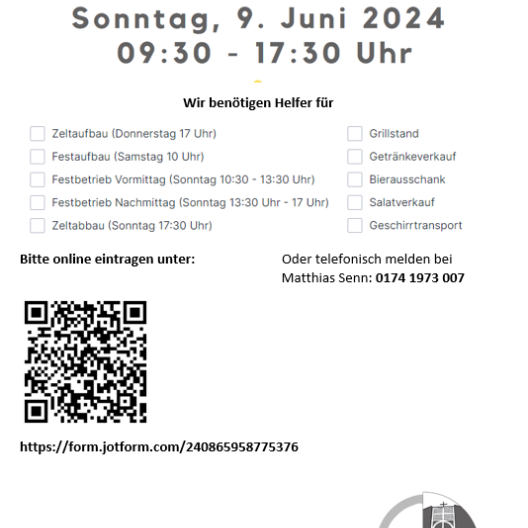Helferliste Pfarrfest 2024