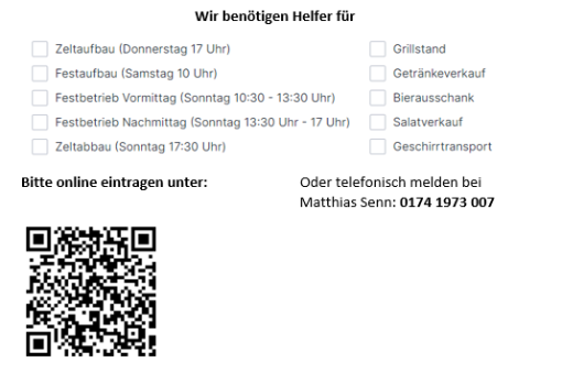 Helferliste Pfarrfest 2024